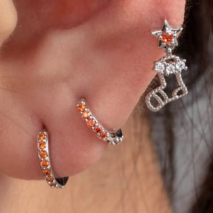 1 Piece Simple Series Classic Geometric Copper Silver Color Zircon Women's Hoop Earrings h5 Picture2